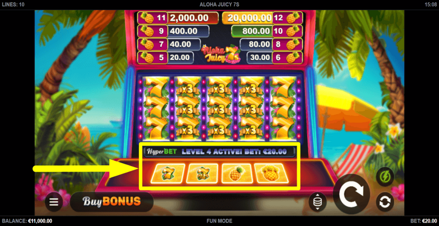 Aloha Juicy 7s Hyper Bet Feature