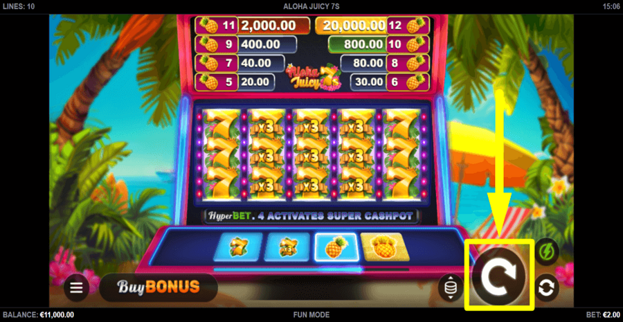 Aloha Juicy 7s Spin Button