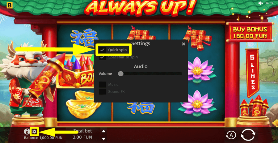 Always Up Quick Spin Feature