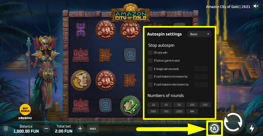 Amazon City Of Gold Autoplay Feature