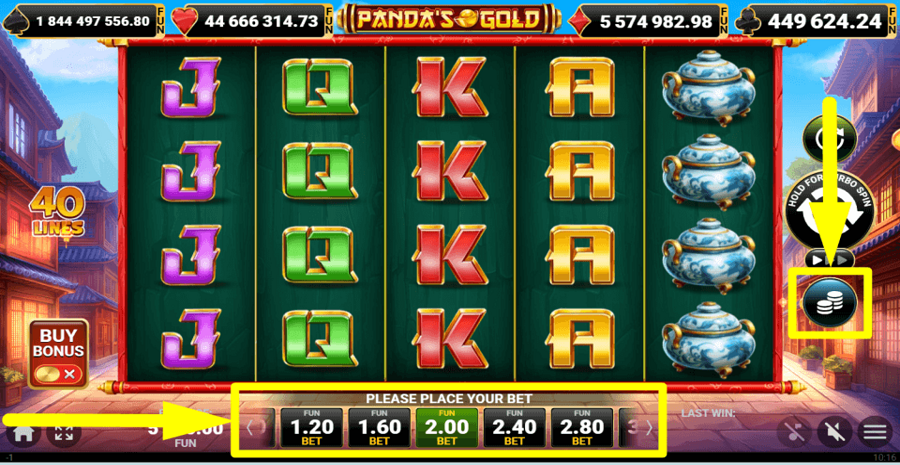 Amusnet Interactive Pandas Gold Bet Value