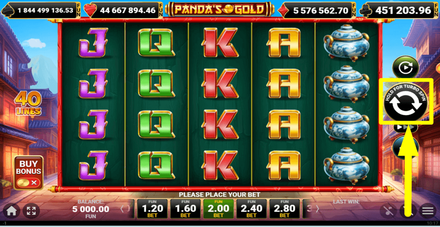 Amusnet Interactive Pandas Gold Spin Button