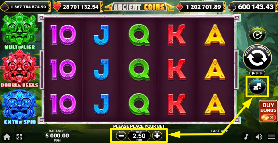 Ancient Coins Adjust Bet