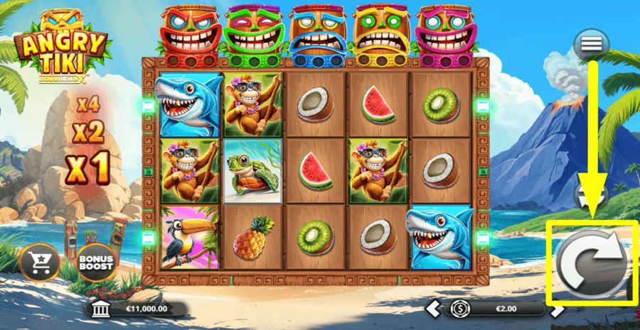 Angry Tiki Doublemax Spin Button