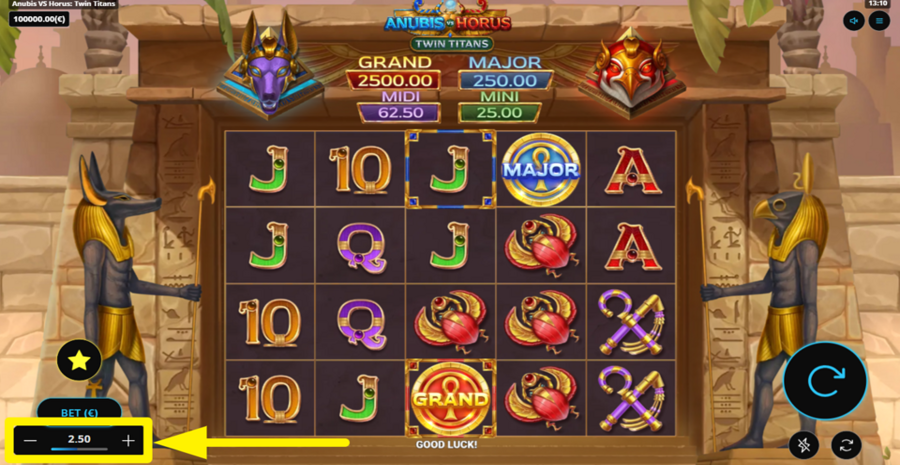 Anubis Vs Horus Twin Titans Adjust Bet