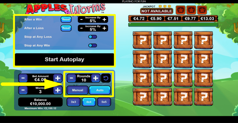 Apples And Worms Autoplay Feature