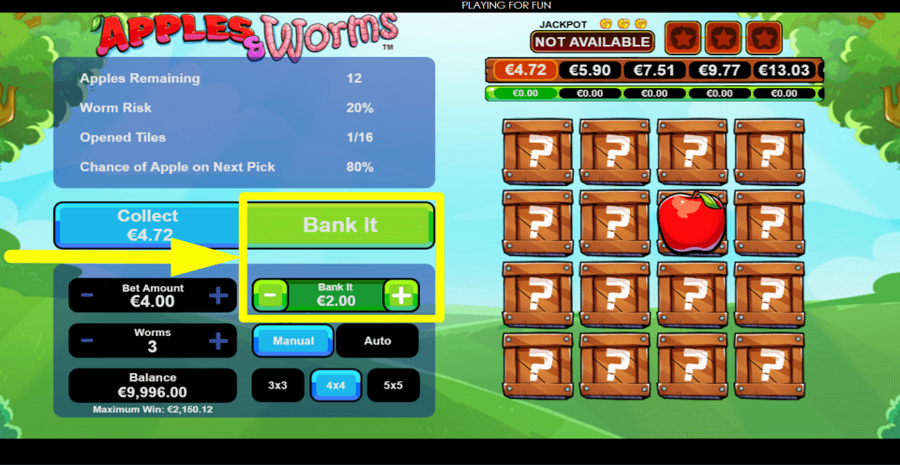 Apples And Worms Bank Button
