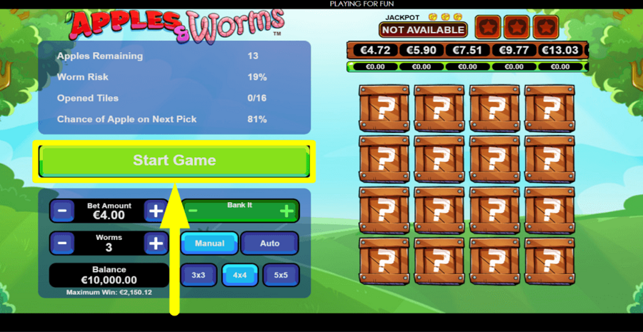 Apples And Worms Start Button