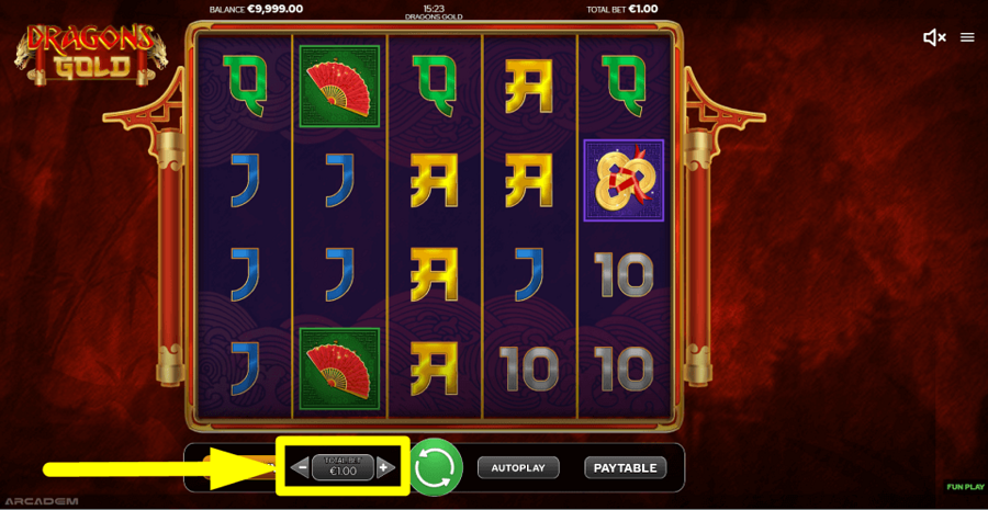 Arcadem Dragons Gold Bet Value