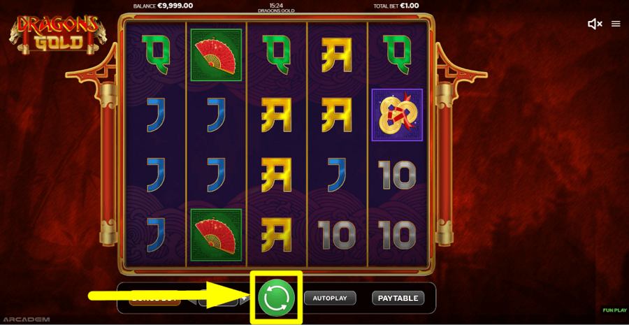 Arcadem Dragons Gold Spin Button