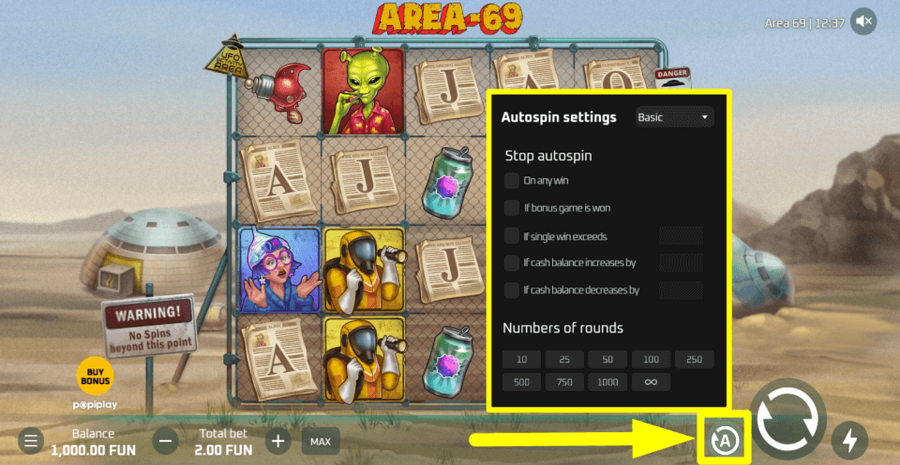 Area 69 Autoplay Feature