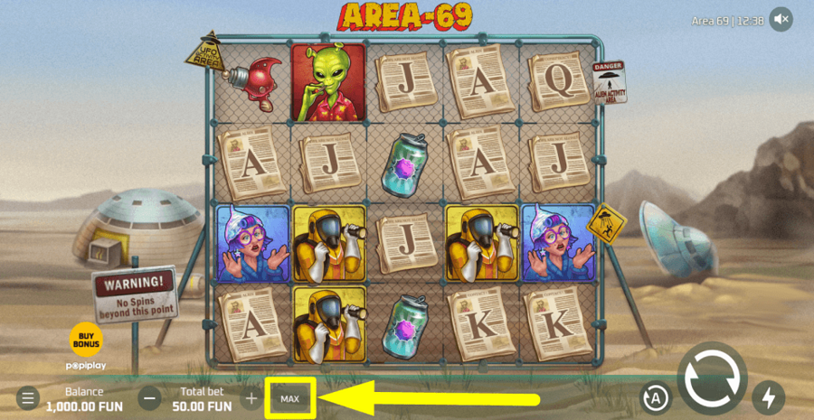 Area 69 Max Button