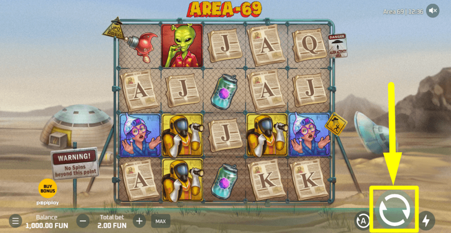 Area 69 Spin Button