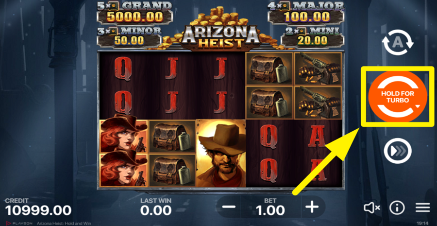 Arizona Heist Hold And Win Spin Button