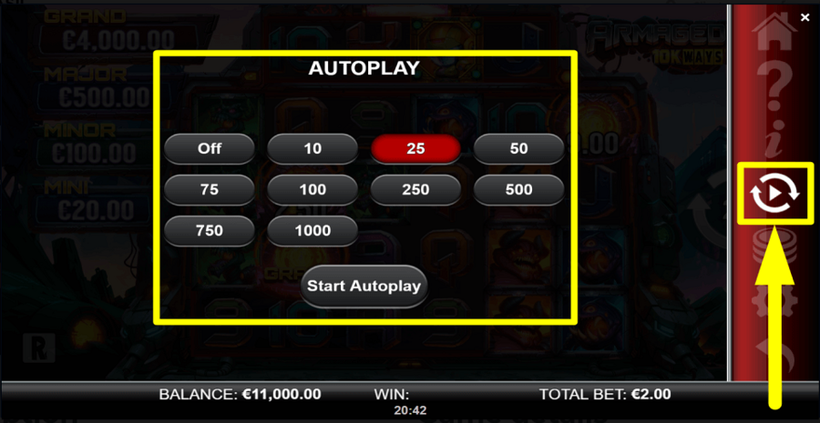 Armageddon 10k Ways Autoplay Feature