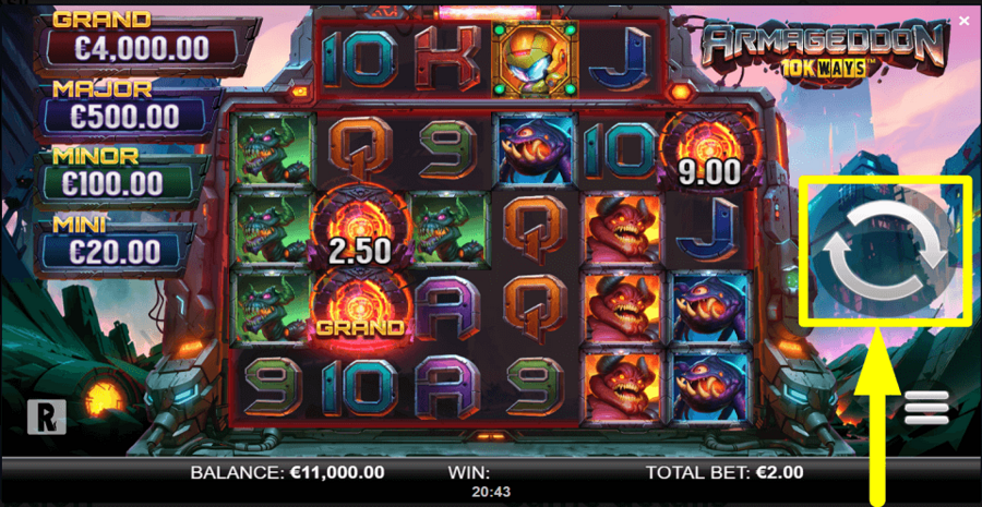 Armageddon 10k Ways Spin Button