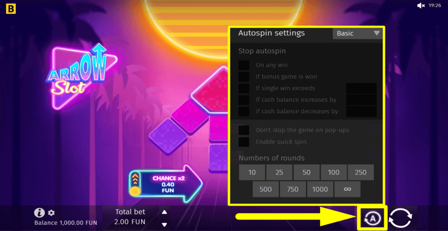 Arrow Slot Autoplay Feature