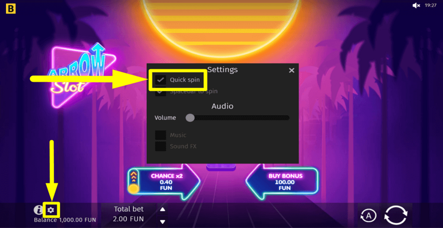 Arrow Slot Quick Spin Feature