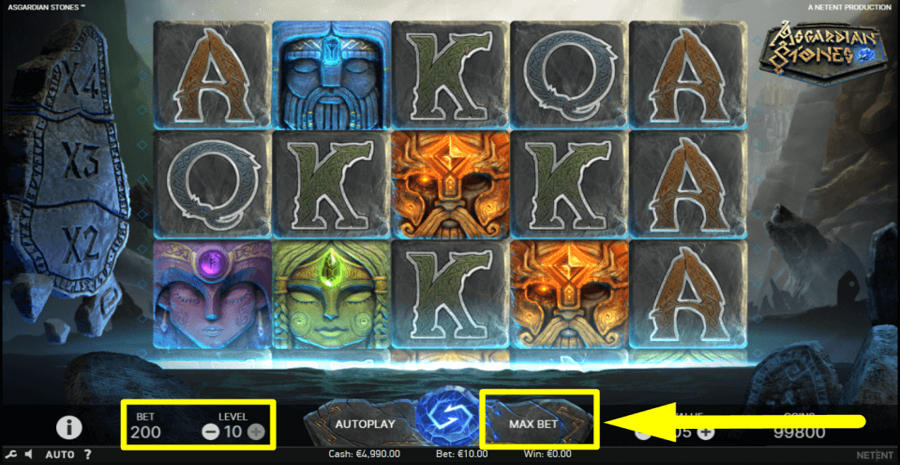 Asgardian Stones Max Bet Button
