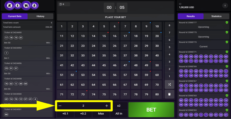 Astriona Keno 8 Bet Value