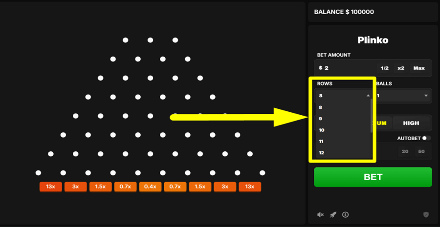 Astriona Plinko Rows Value