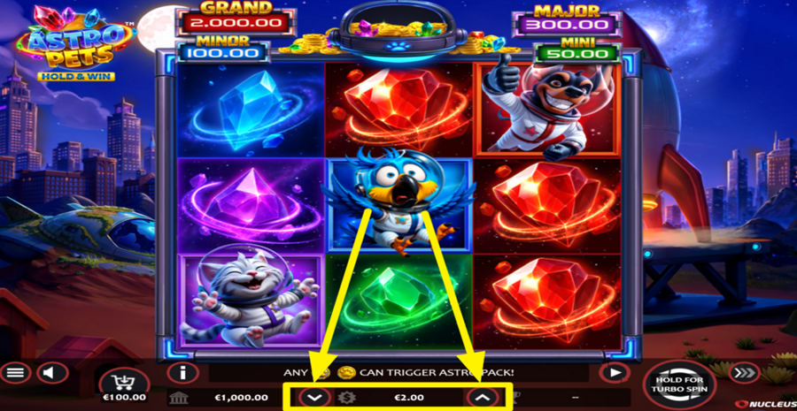Astro Pets Hold And Win Adjust Bet