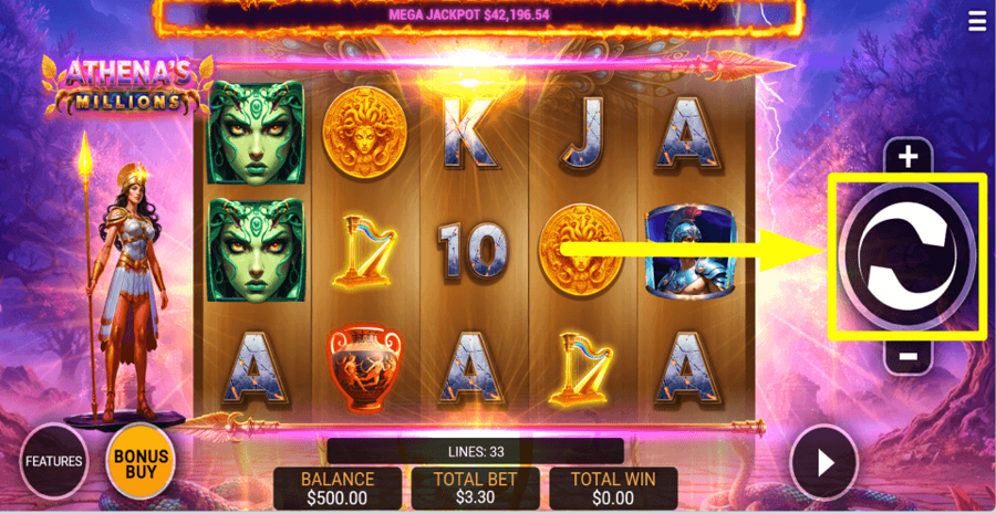 Athenas Millions Spin Button