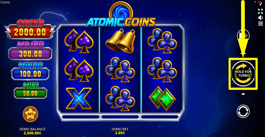 Atomic Coins Running Wins Spin Button