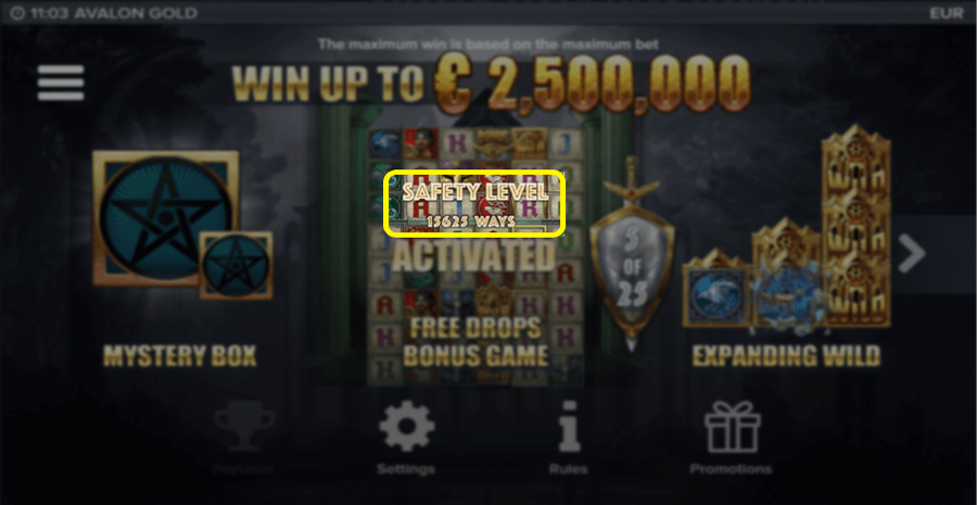 Avalon Gold Paylines