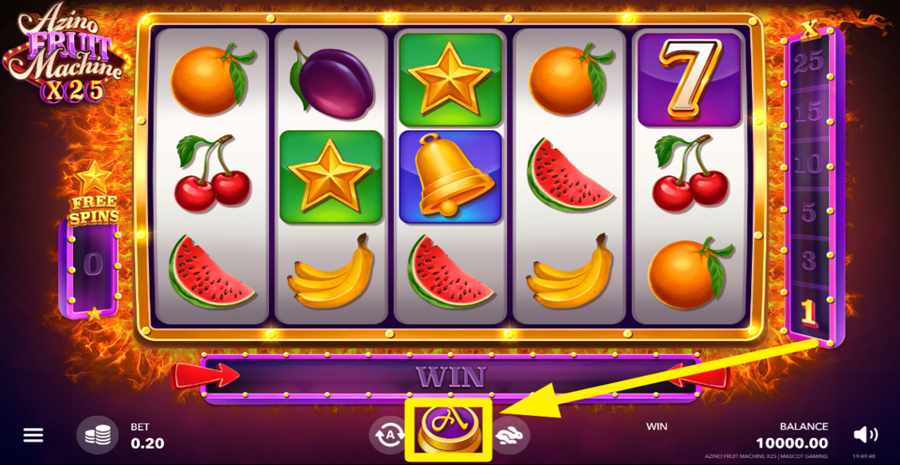 Azino Fruit Machine x25 Spin Button