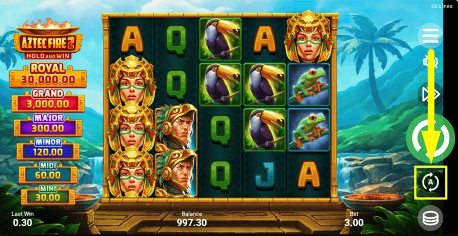 Aztec Fire 2 Auto Spin Feature