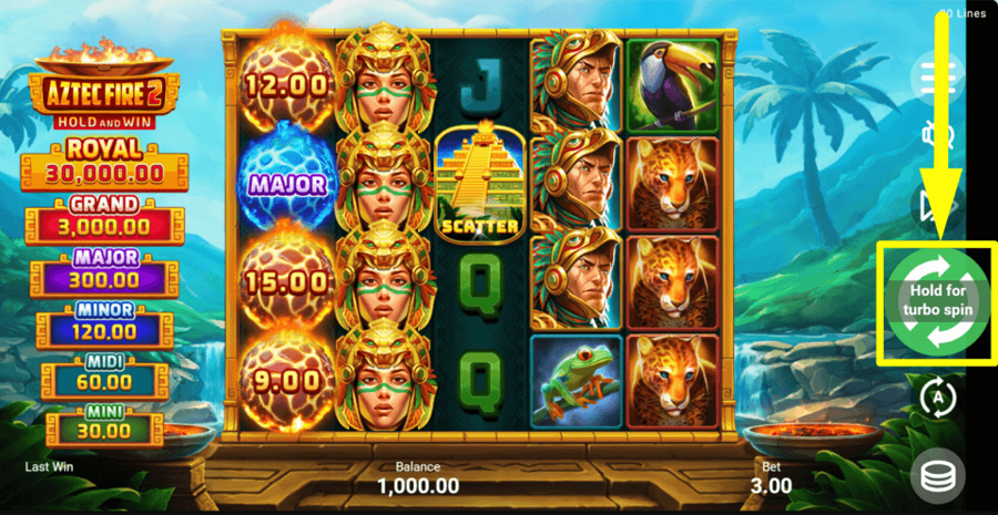 Aztec Fire 2 Spin Button