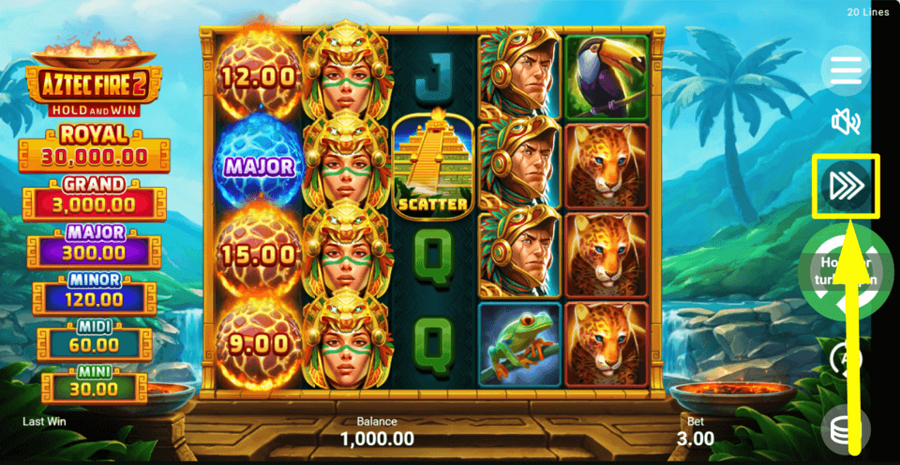 Aztec Fire 2 Turbo Spin Feature