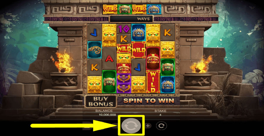 Aztec Fortune Megaways Spin Button