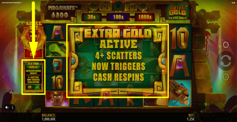 Aztec Gold Extra Gold Megaways Extra Gold Feature