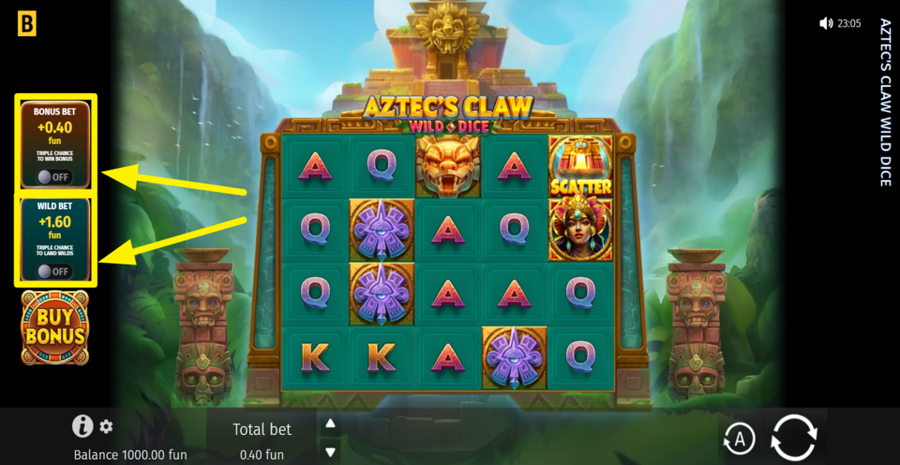 Aztecs Claw Wild Dice Boost Bet