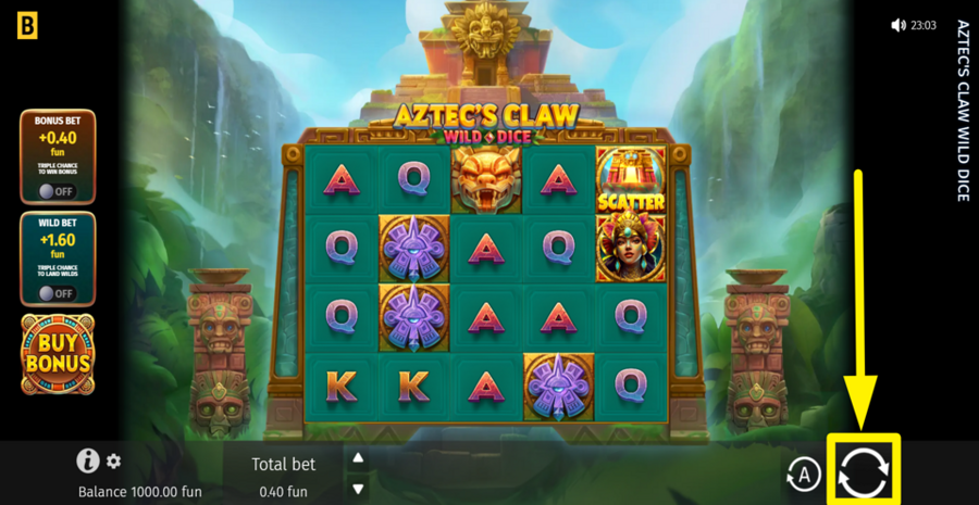 Aztecs Claw Wild Dice Spin Button