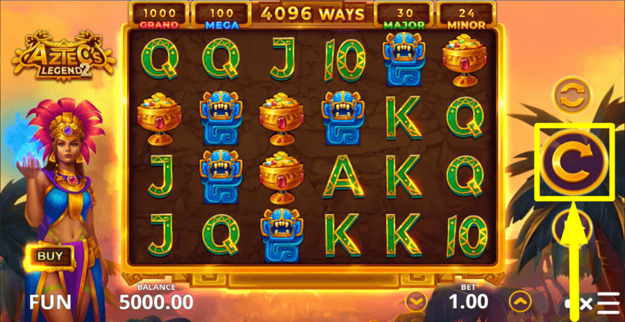 Aztecs Legend 2 Spin Button