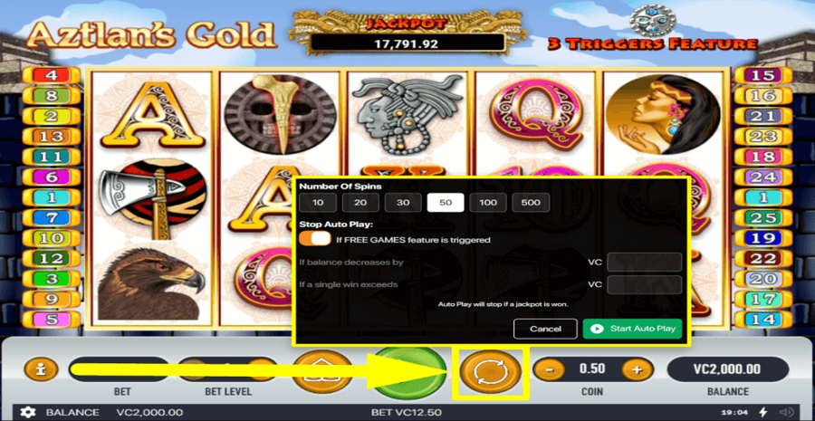 Aztlans Gold Autoplay Feature