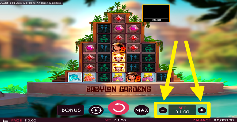 Babylon Gardens Ancient Wonders Adjust Bet