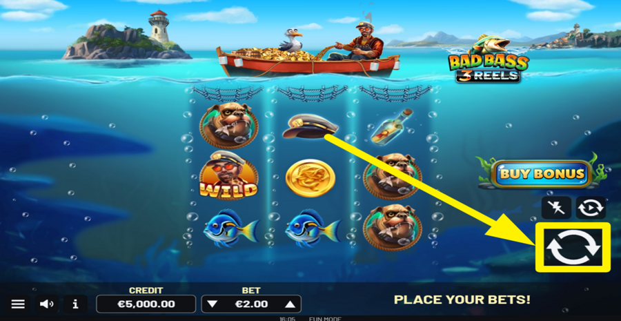 Interruptor Simbolo Bad Bass 3 Reels Demo - Reseña y Juego Gratis (96.49% RTP)