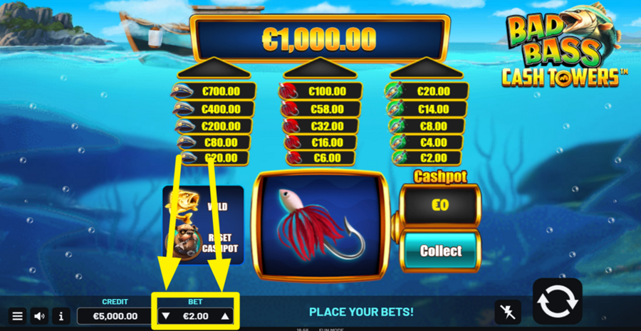 Bad Bass Cash Towers Adjust Bet