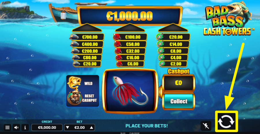 Bad Bass Cash Towers Spin Button