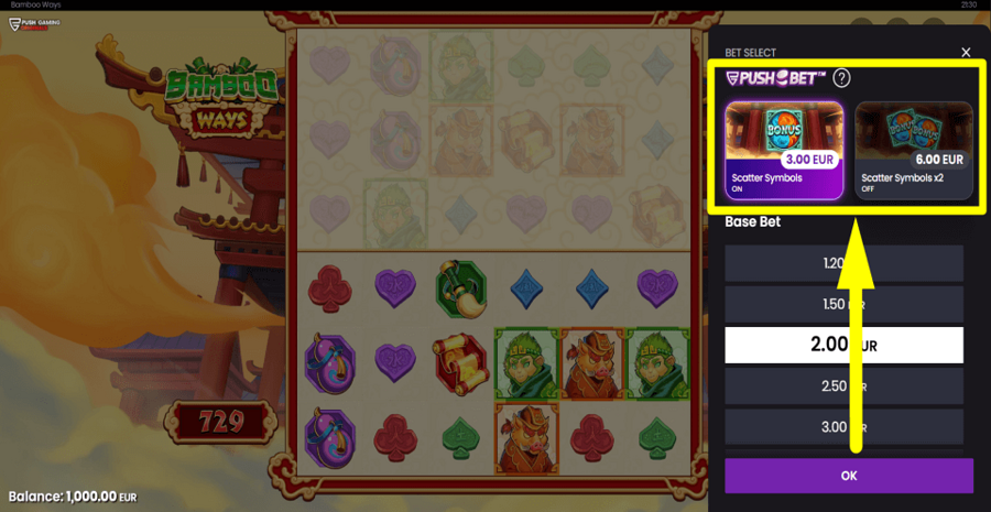 Bamboo Ways Push Bet Feature