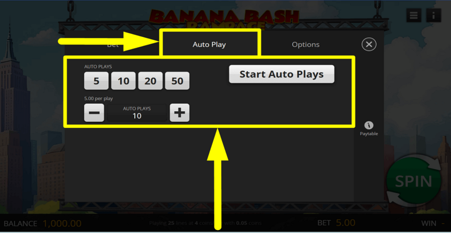 Banana Bash Rampage Autoplay Feature