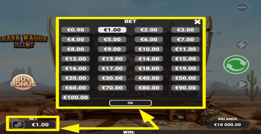 Bank Wagon Heist Adjust Bet
