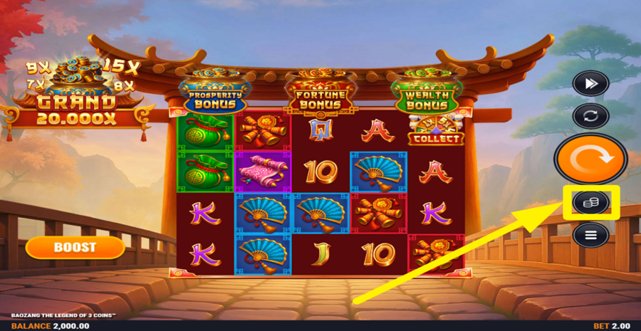Baozang The Legend Of 3 Coins Adjust Bet