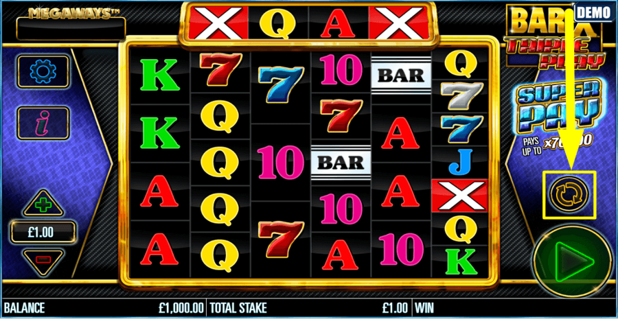 Bar X Triple Play Megaways Autoplay Feature