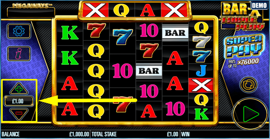 Bar X Triple Play Megaways Bet Value