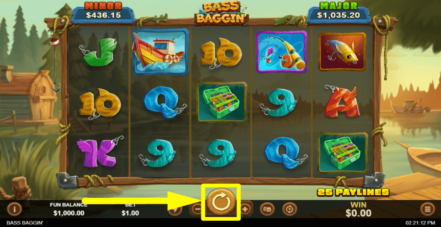 Bass Baggin Spin Button
